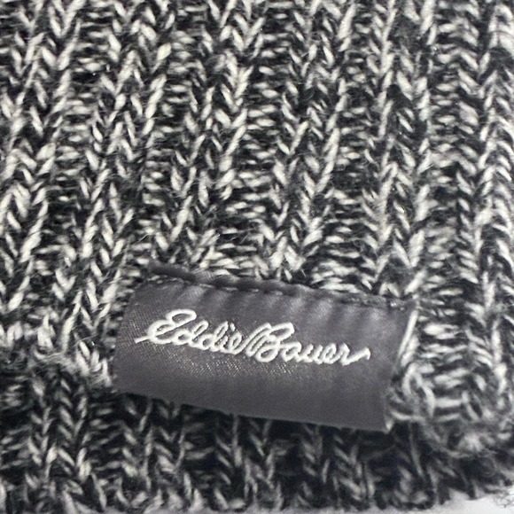 Eddie Bauer Mens Fisherman Cowl Neck Wool Blend Sweater Size M Black Marled Cozy - Picture 6 of 11